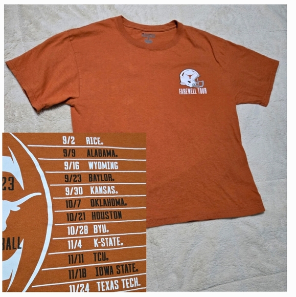 Champion UT Texas Longhorns Shirt FAREWELL TOUR 2023 Football Schedule Big12 SEC - Picture 1 of 7